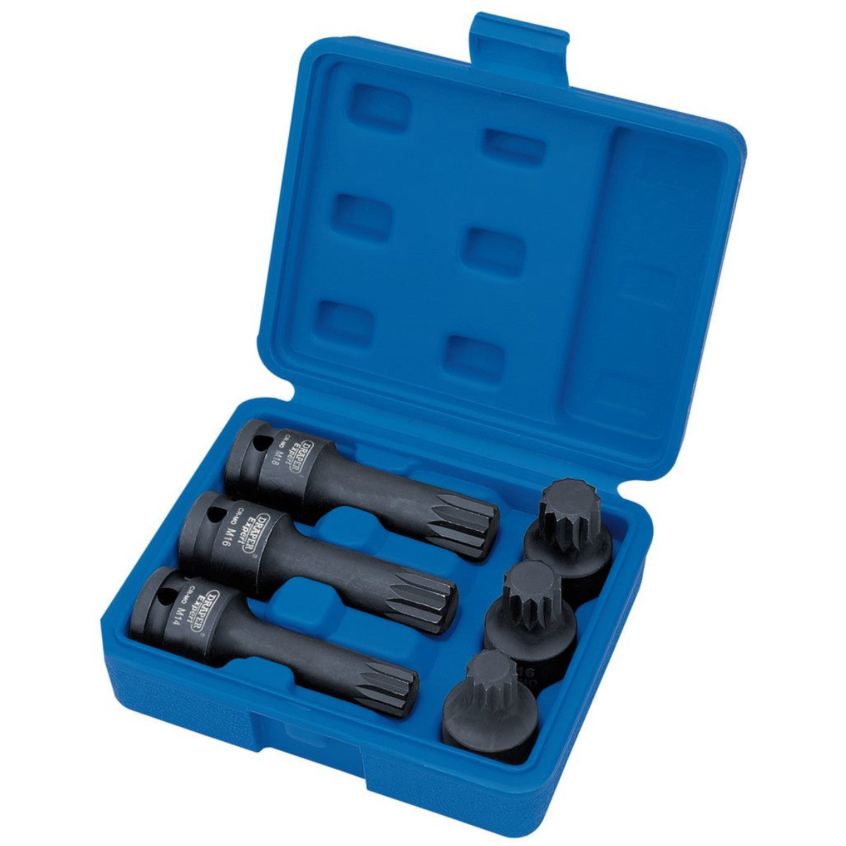 Draper Expert Impact Spline Bit Set, 1/2" Sq. Dr. (6 Piece) 28881