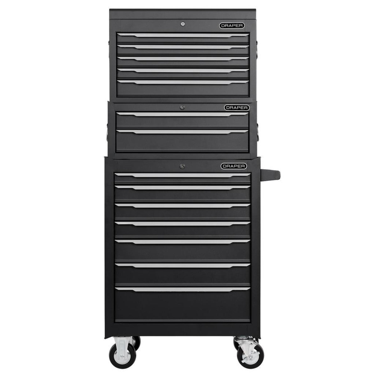 Draper Combined Roller Cabinet, Mid Tool Chest and Tool Chest, 14 Drawers, 26" 29455