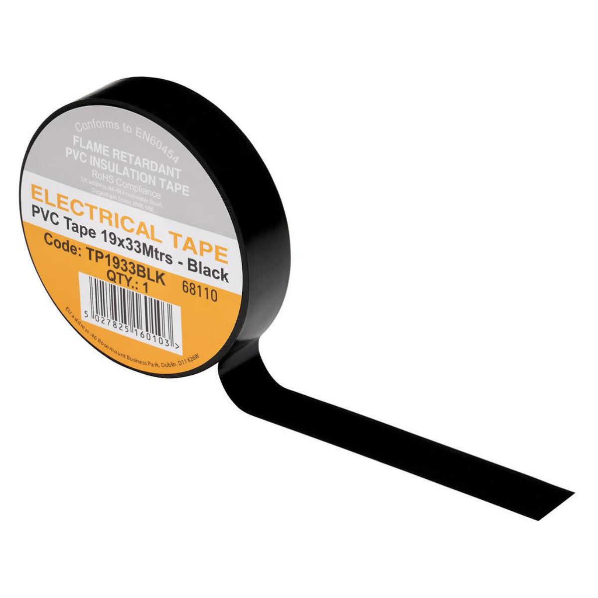 Draper Black PVC Electrical Insulation Tape, 19mm x 33m (Pack of 10) 29496