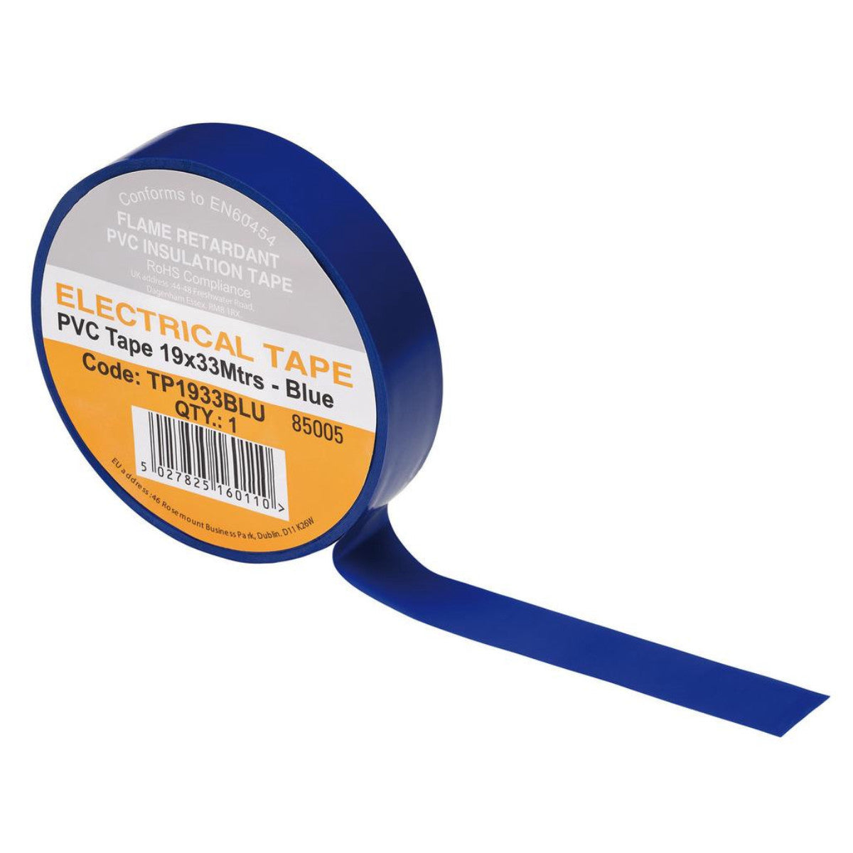 Draper Blue PVC Electrical Insulation Tape, 19mm x 33m (Pack of 10) 29497