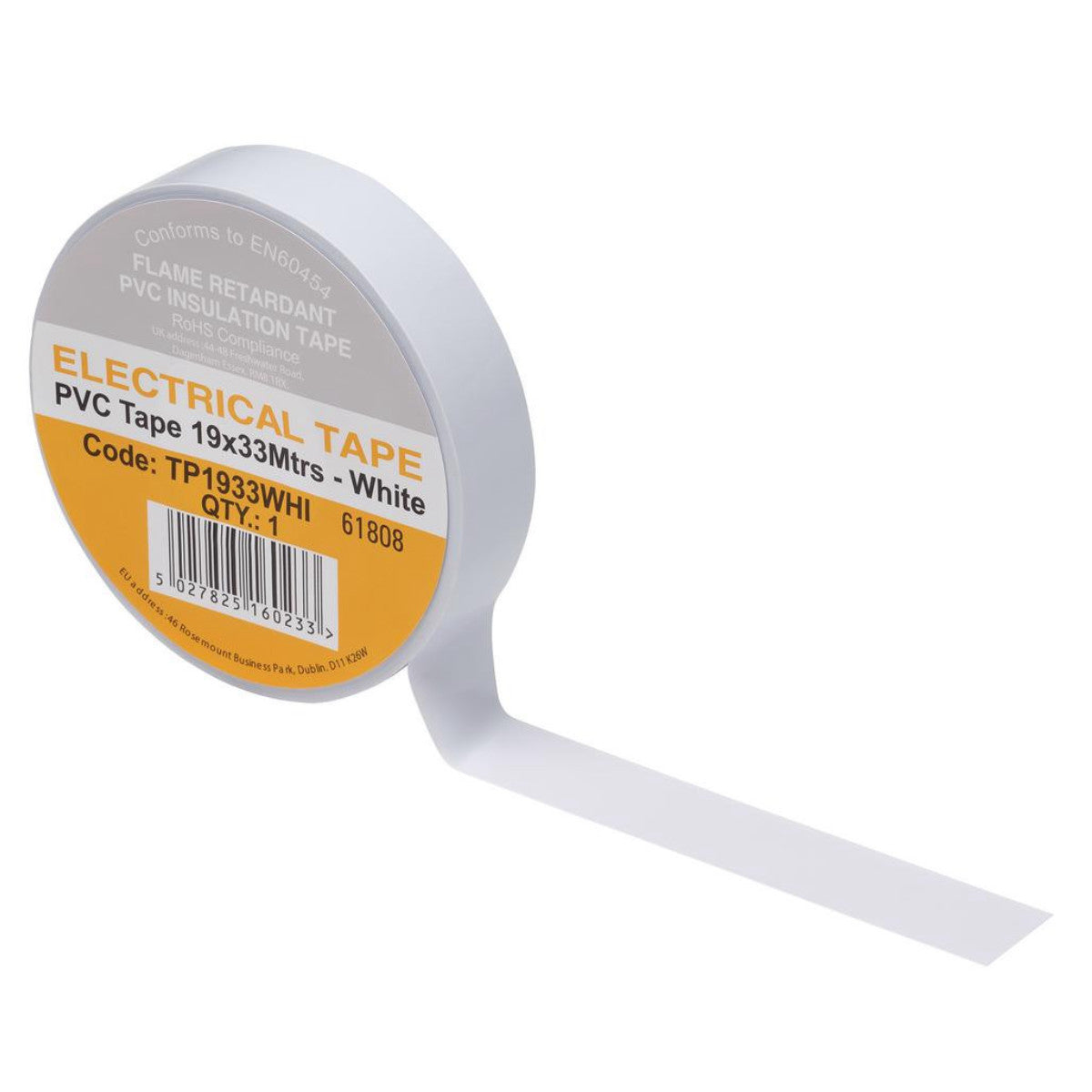 Draper White PVC Electrical Insulation Tape, 19mm x 33m (Pack of 10) 29503