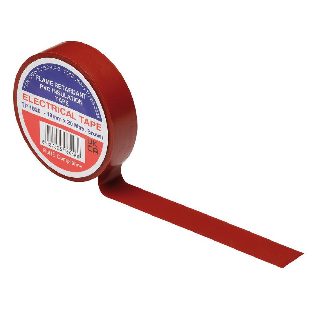 Draper Brown PVC Electrical Insulation Tape, 19mm x 20m (Pack of 10) 29507