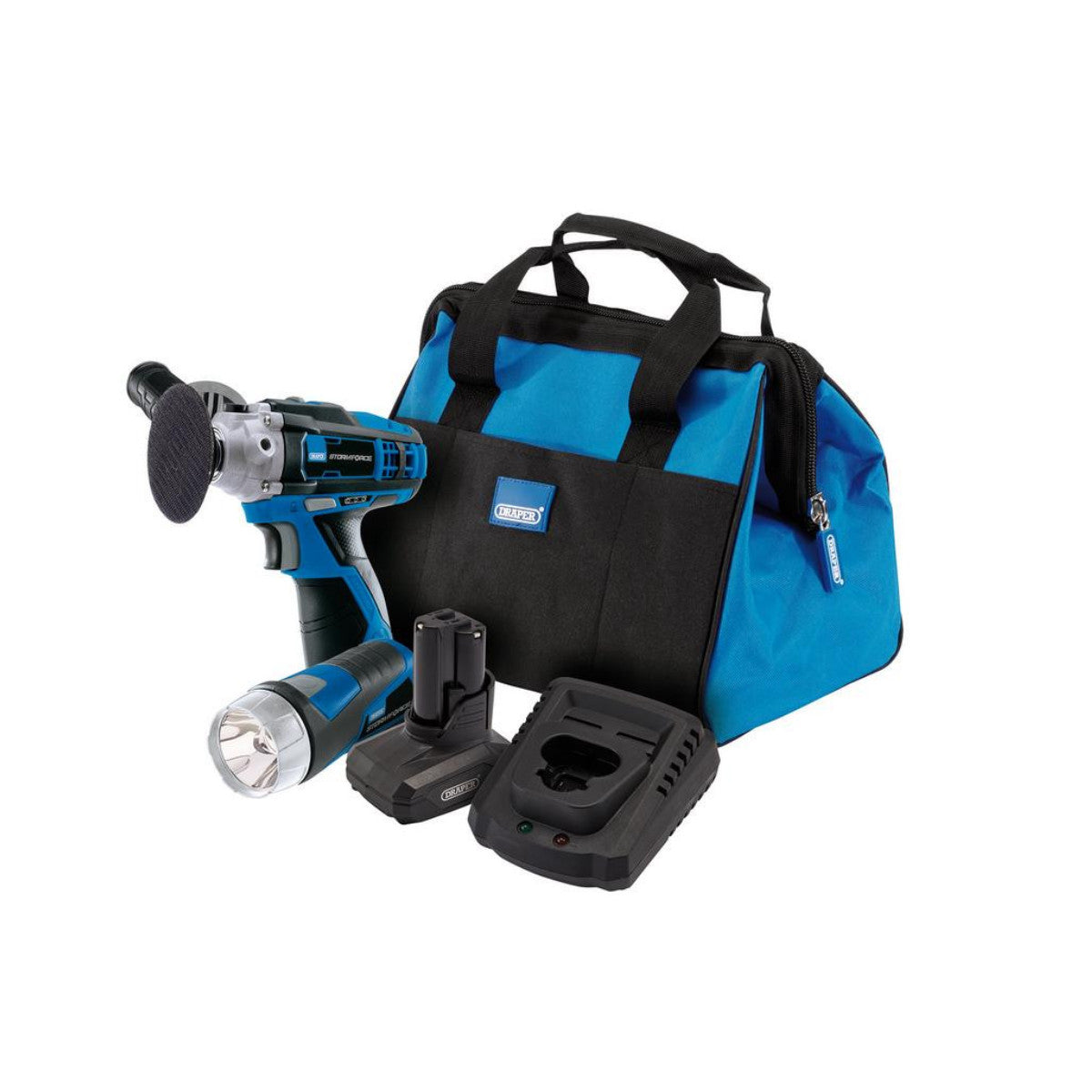 Draper Storm Force 10.8V Power Interchange Car Polisher Kit & LED Torch 29573
