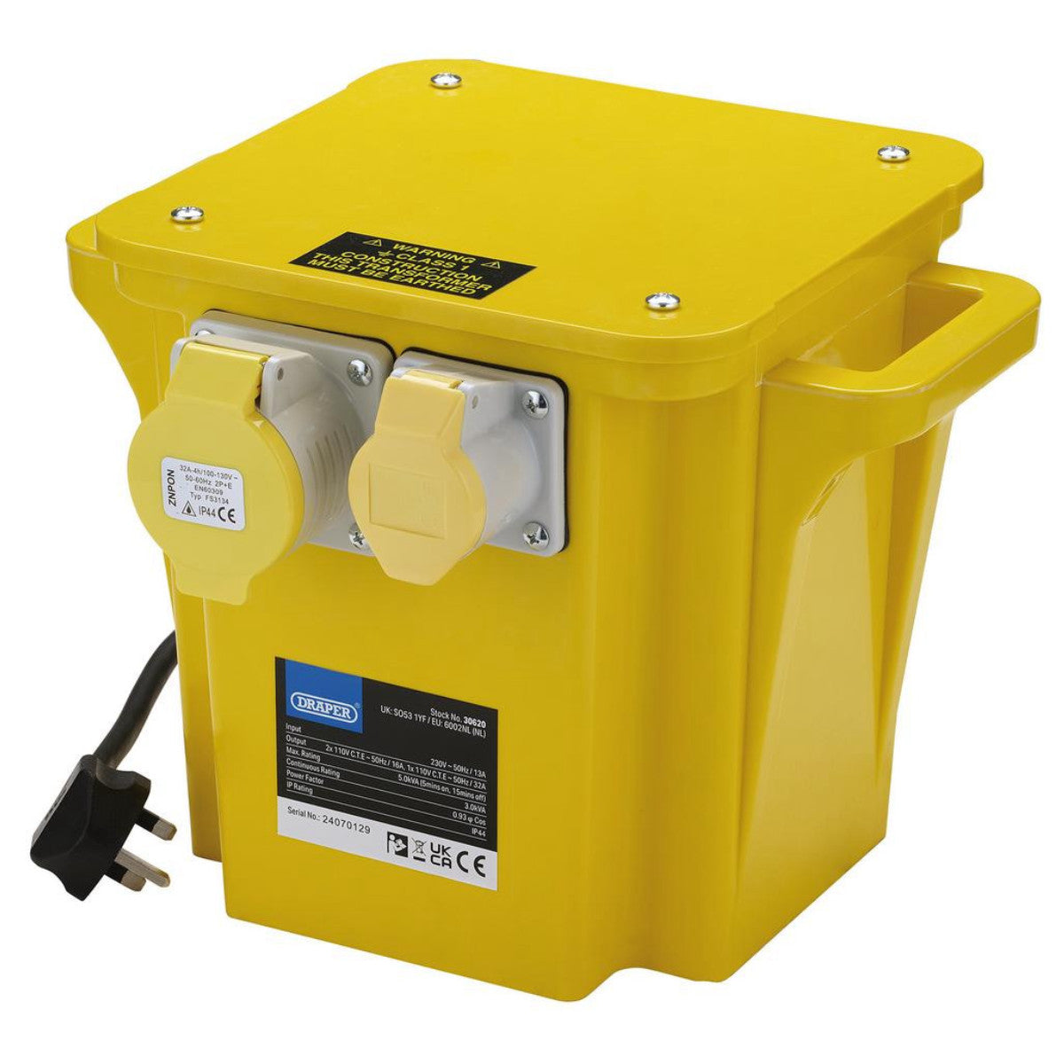 Draper 110V Portable Transformer, 5.0kVA 30620