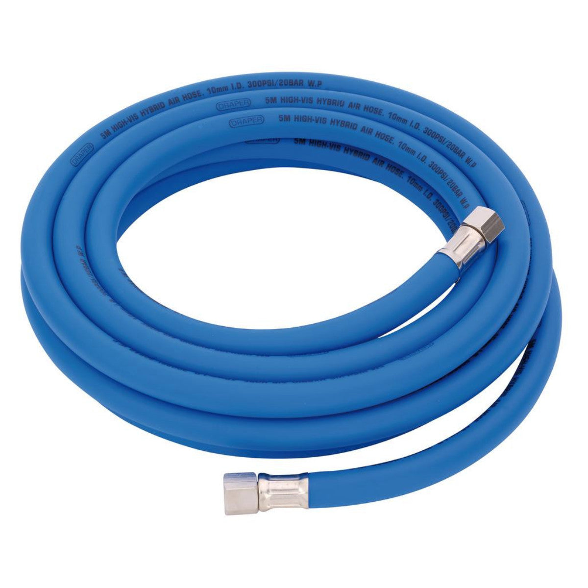 Draper High Visibility Hybrid Air Hose, 5m x 10mm, 1/4" BSP, Blue 31727