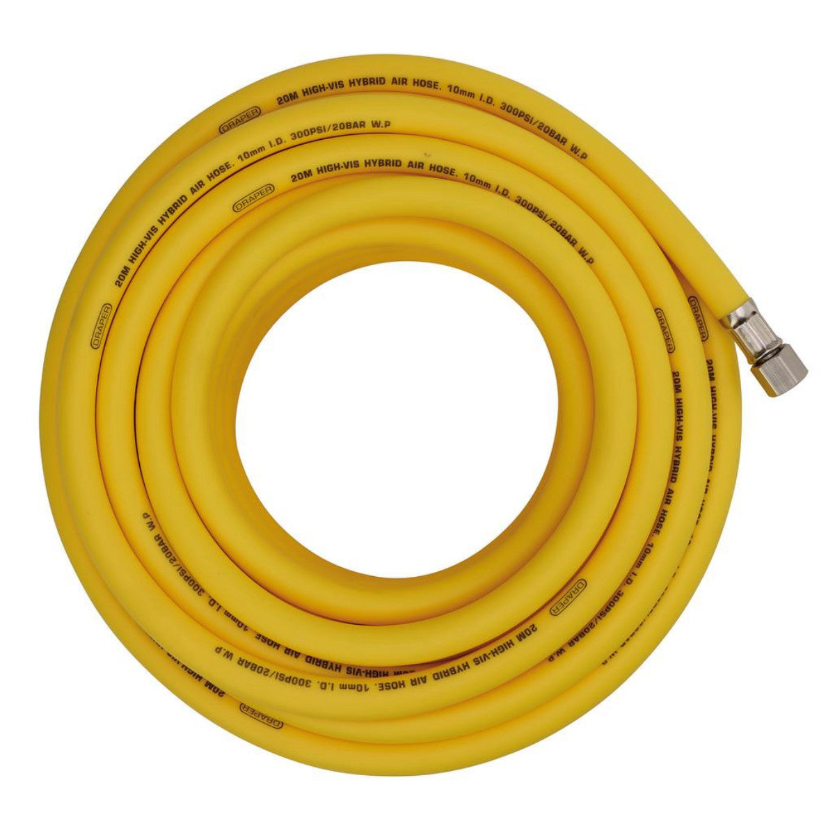Draper High Visibility Hybrid Air Hose, 20m x 10mm, 1/4" BSP, Yellow 31732