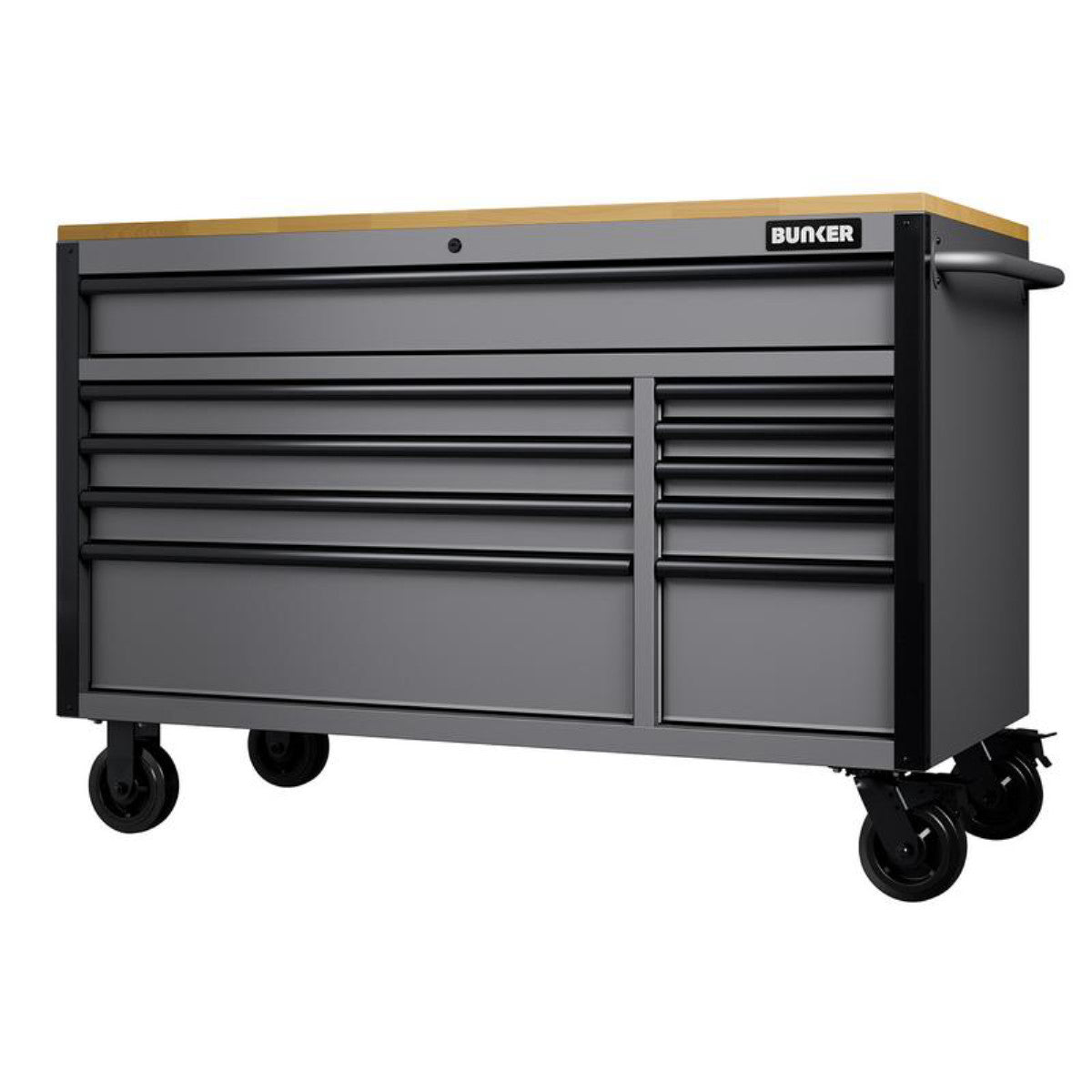 Bunker 10 Drawer Workbench Roller Tool Cabinet, 56", Light Grey 31760