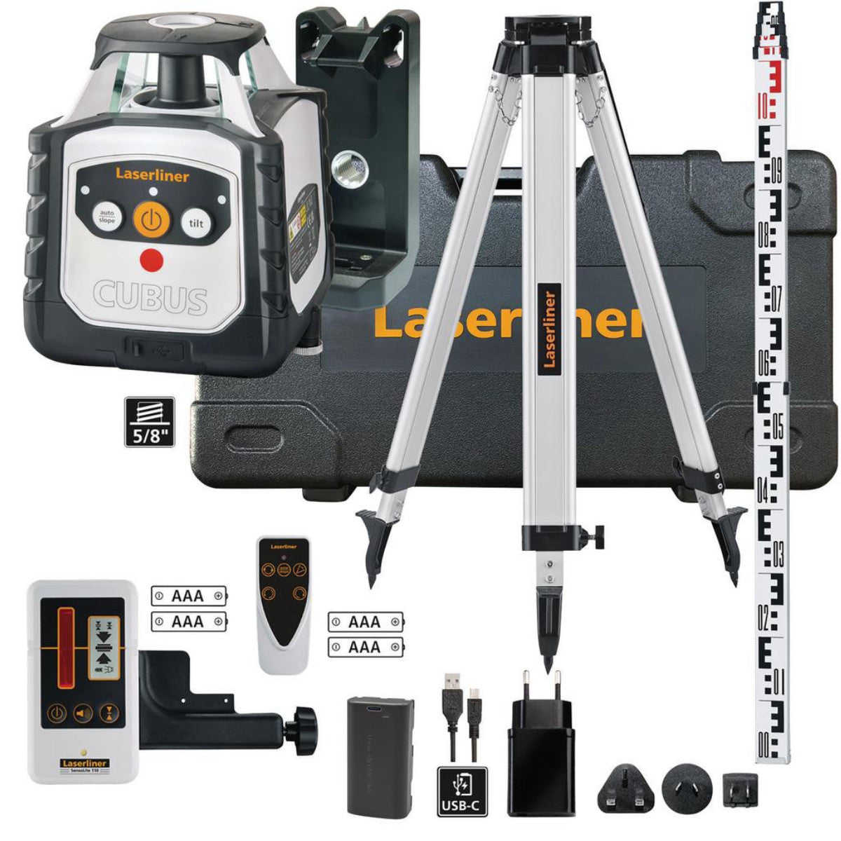 Draper 052.325A Cubus 110 S Set Fully Automatic Rotating Laser, 150cm 32173