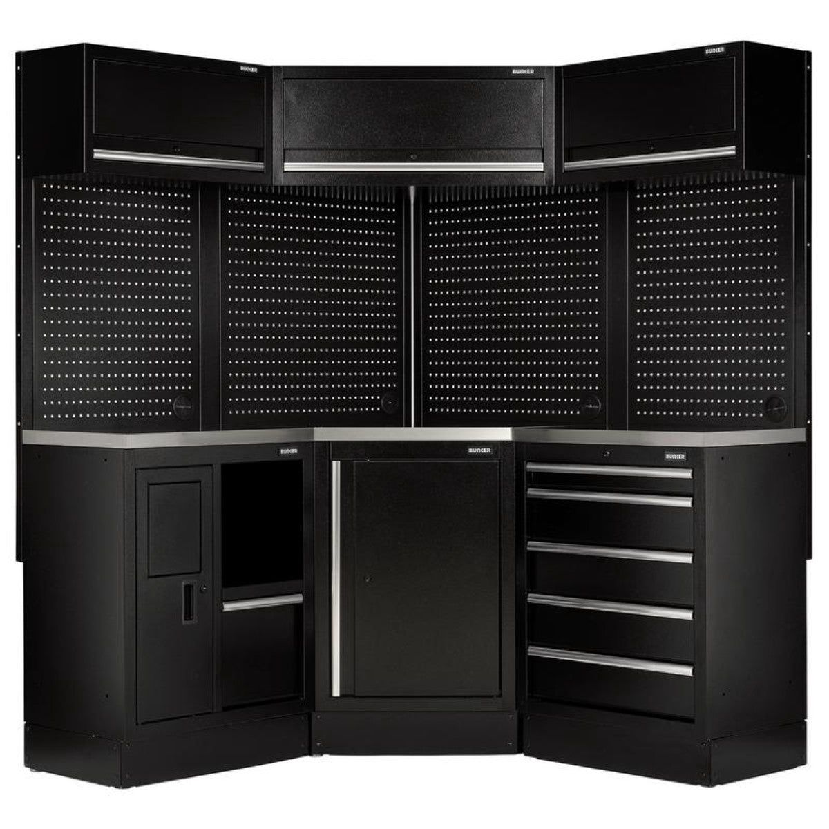 Bunker 18 Piece Modular Storage Corner Combo with Stainless Steel Worktop, 3454mm 32521