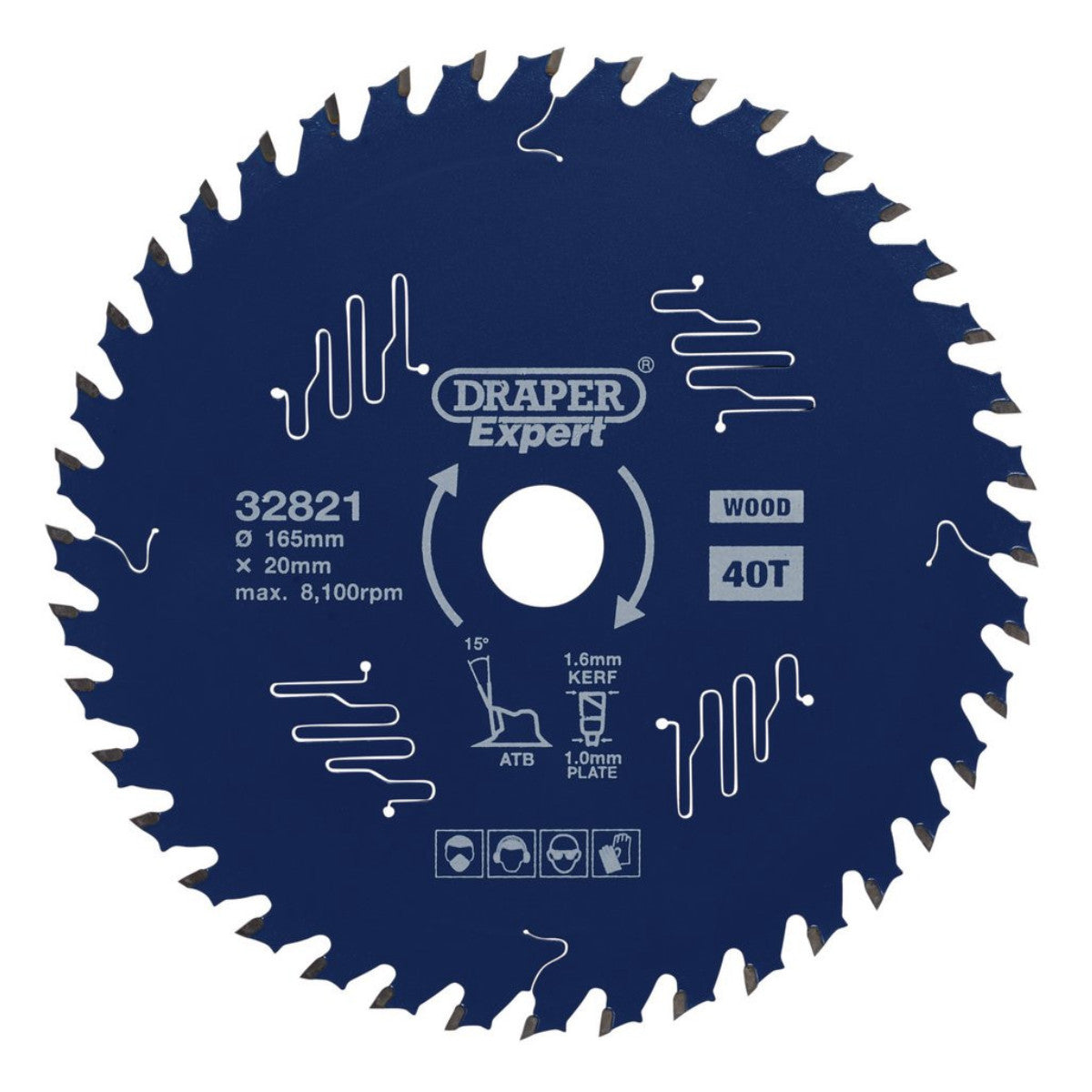 Draper Expert TCT Circular Saw Blade for Wood with PTFE Coating, 165 x 20mm, 40T 32821