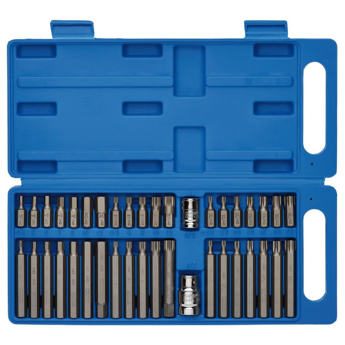 Draper TX-STAR Hex. & Spline Mechanics Bit Set, 3/8, 1/2" Sq. Dr. (40 Piece) 33323