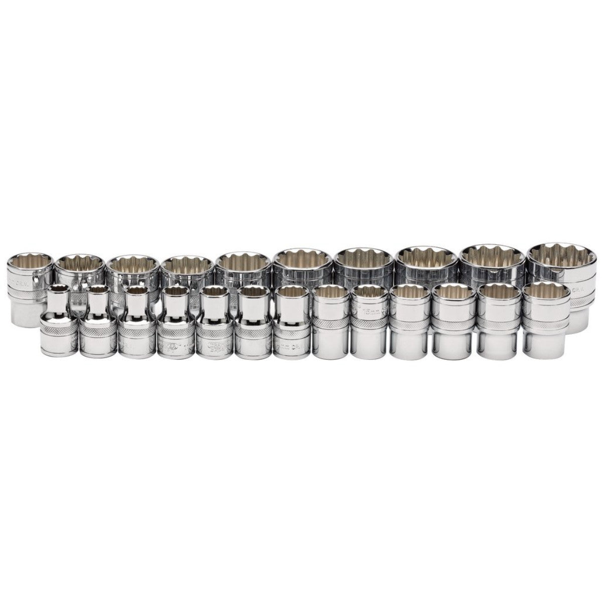 Draper Expert Loose Metric Socket Set, 1/2" Sq. Dr., Polished Chrome (23 Piece) 34561