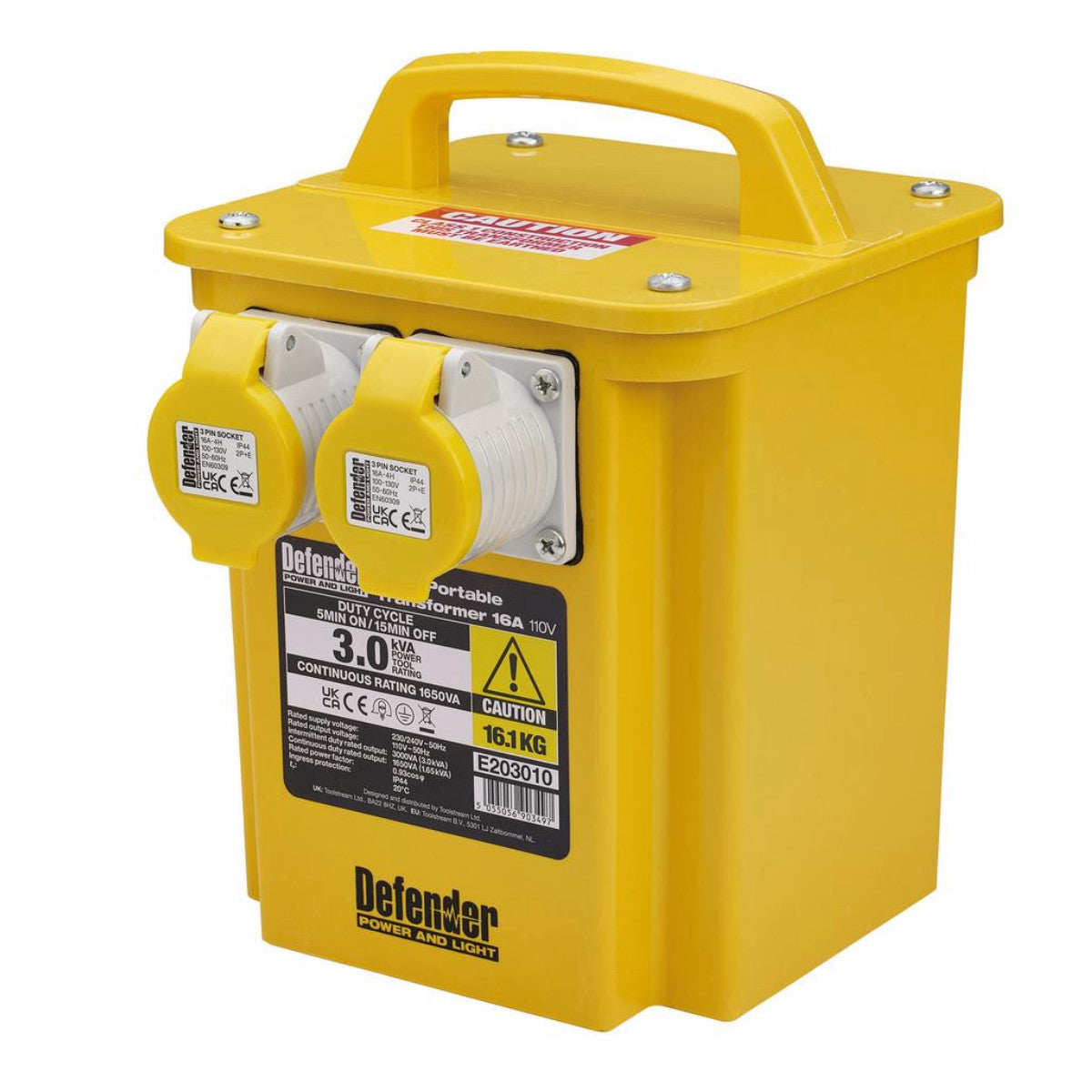 Draper E203010 3kVA Portable Transformer, 16A 35022