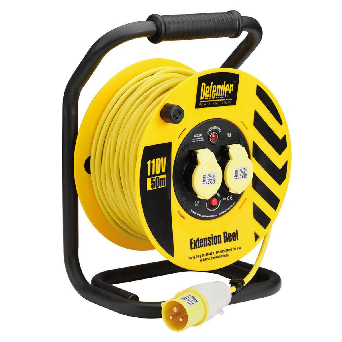 Draper E86500 110V Industrial Cable Reel, 1.5mm², 16A, 50m 35113
