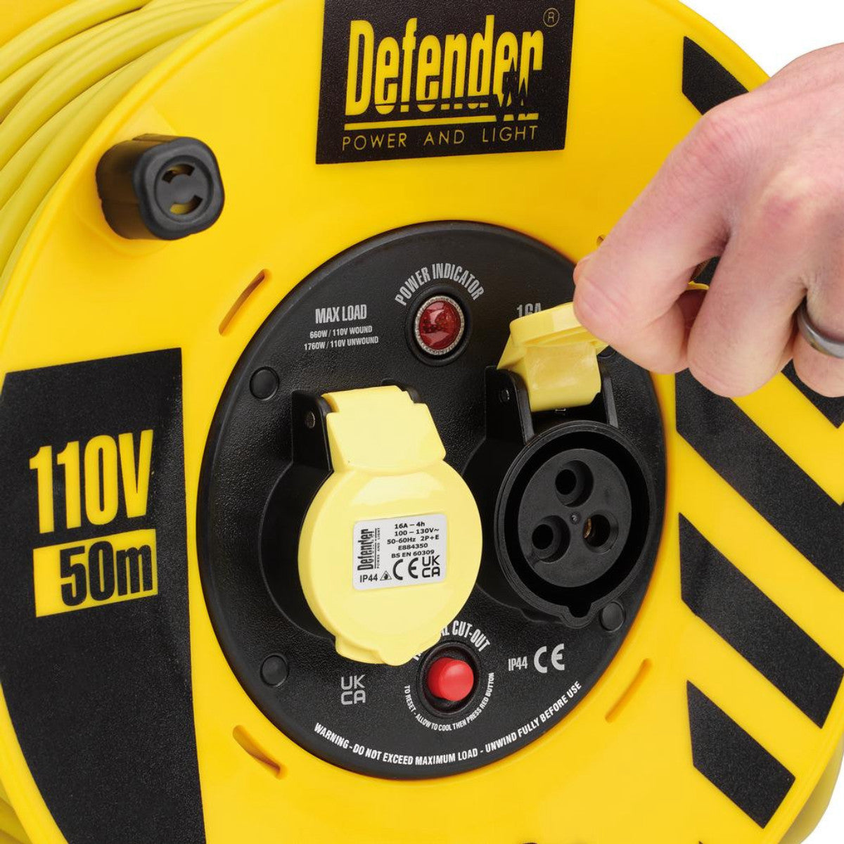Draper E86500 110V Industrial Cable Reel, 1.5mm², 16A, 50m 35113