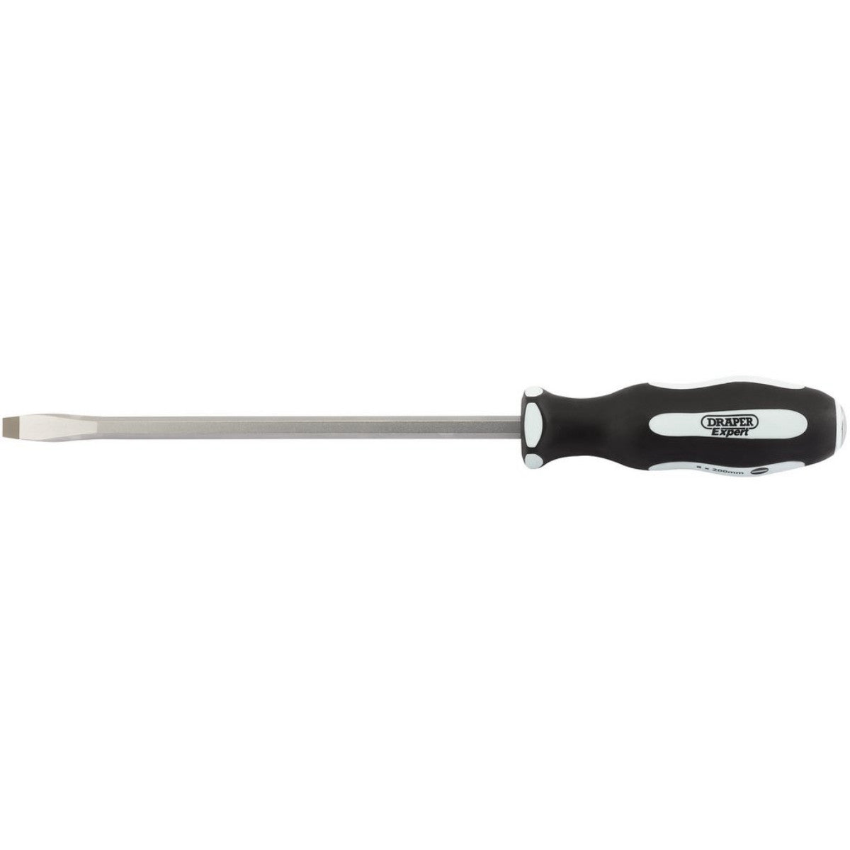 Draper Expert 'Pound Thru' Plain Slot Soft Grip Screwdriver, 8 x 200mm 35184