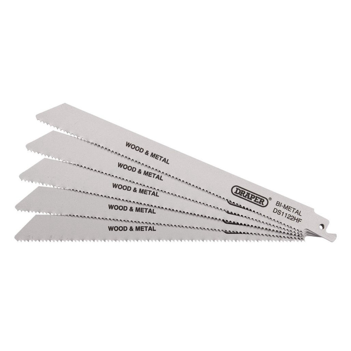 Draper Bi-metal Reciprocating Saw Blades for Multi-Purpose Cutting, 225mm, 10tpi (Pack of 5) 38754