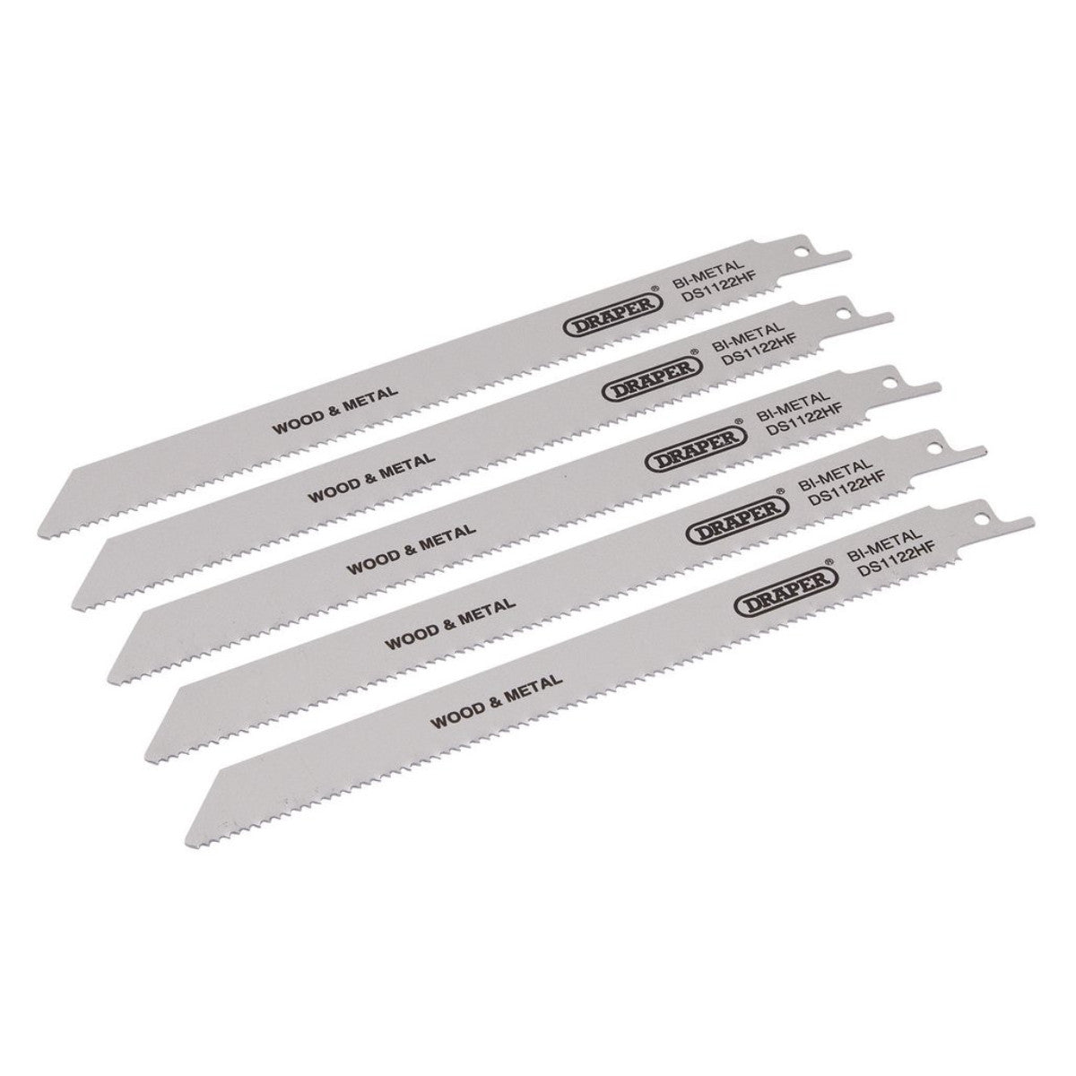 Draper Bi-metal Reciprocating Saw Blades for Multi-Purpose Cutting, 225mm, 10tpi (Pack of 5) 38754