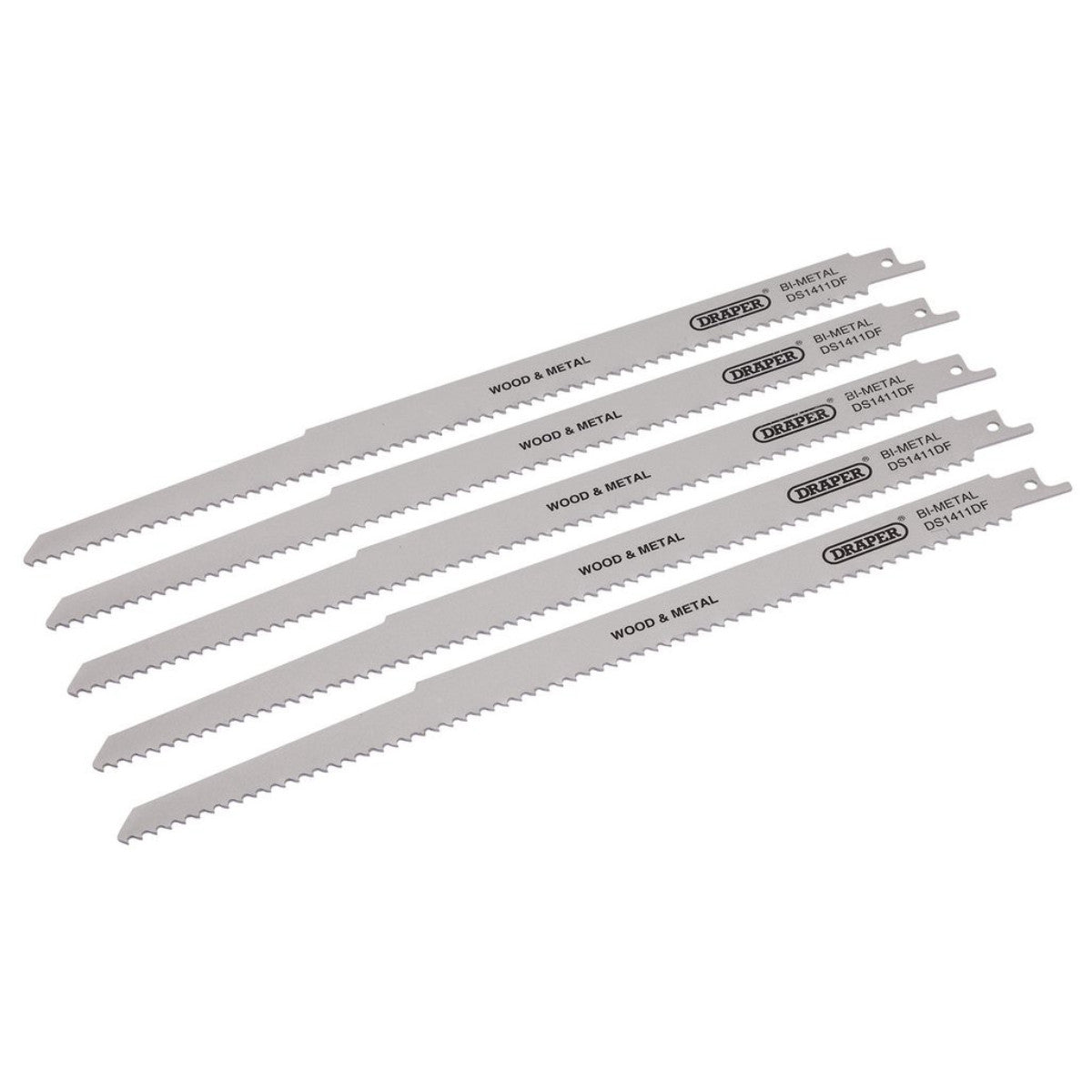 Draper Bi-metal Reciprocating Saw Blades for Multi-Purpose Cutting, 300mm, 6tpi (Pack of 5) 38756