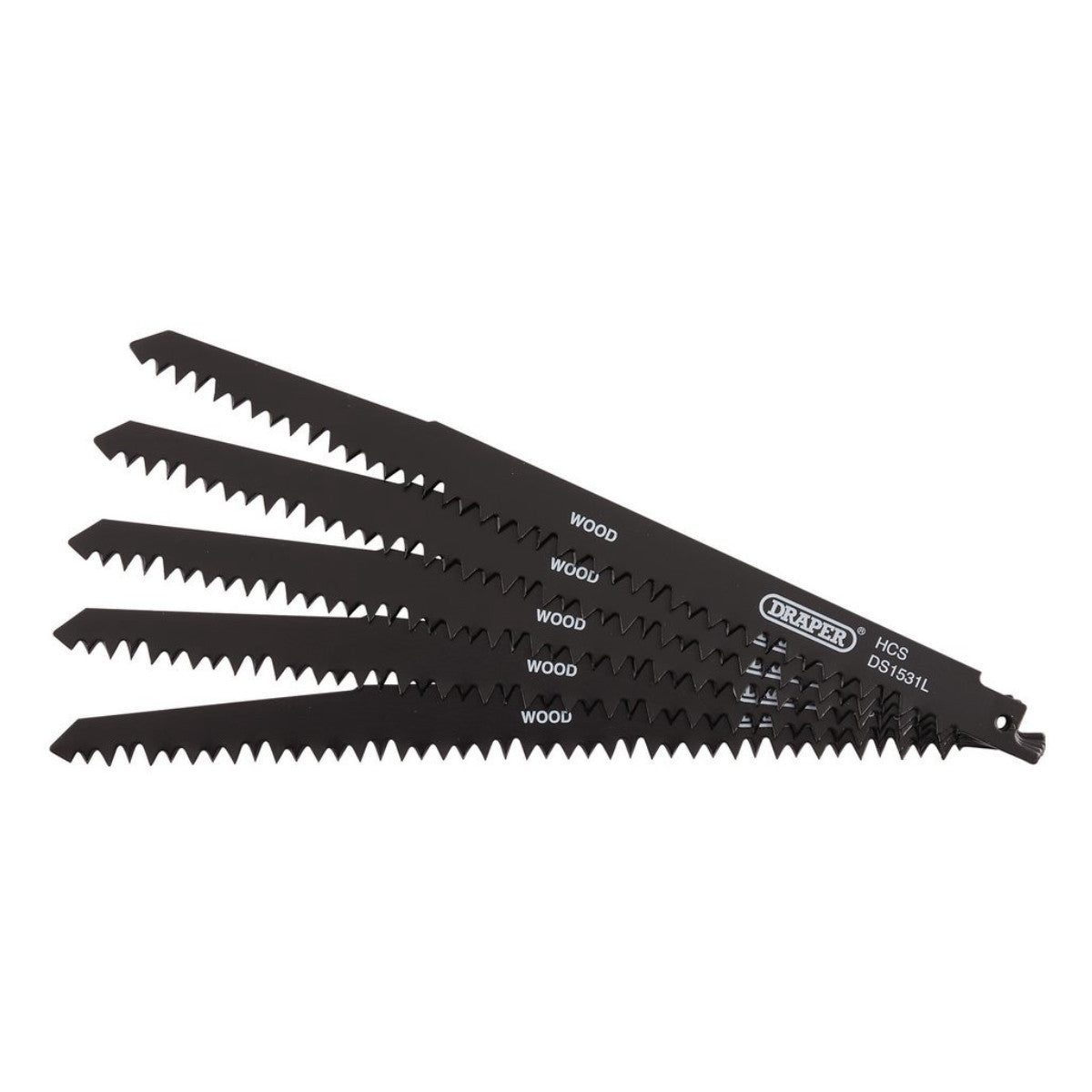 Draper Reciprocating Saw Blades for Wood Cutting, 240mm, 5tpi (Pack of 5) 38803