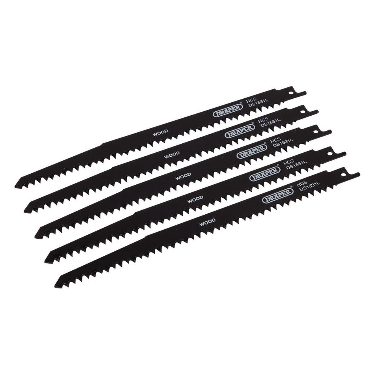 Draper Reciprocating Saw Blades for Wood Cutting, 240mm, 5tpi (Pack of 5) 38803