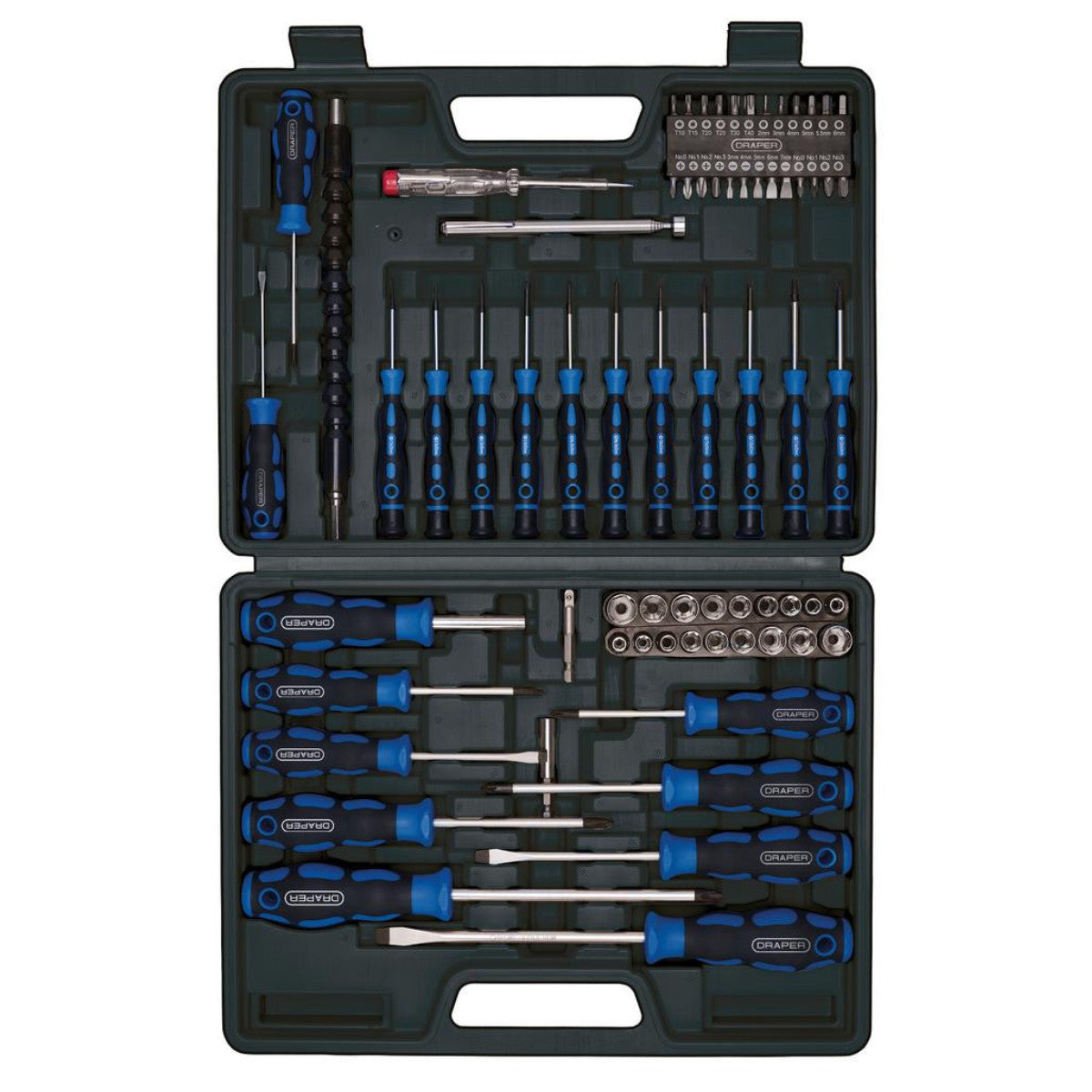 Draper Screwdriver, Socket and Bit Set, Blue (70 Piece) 40850