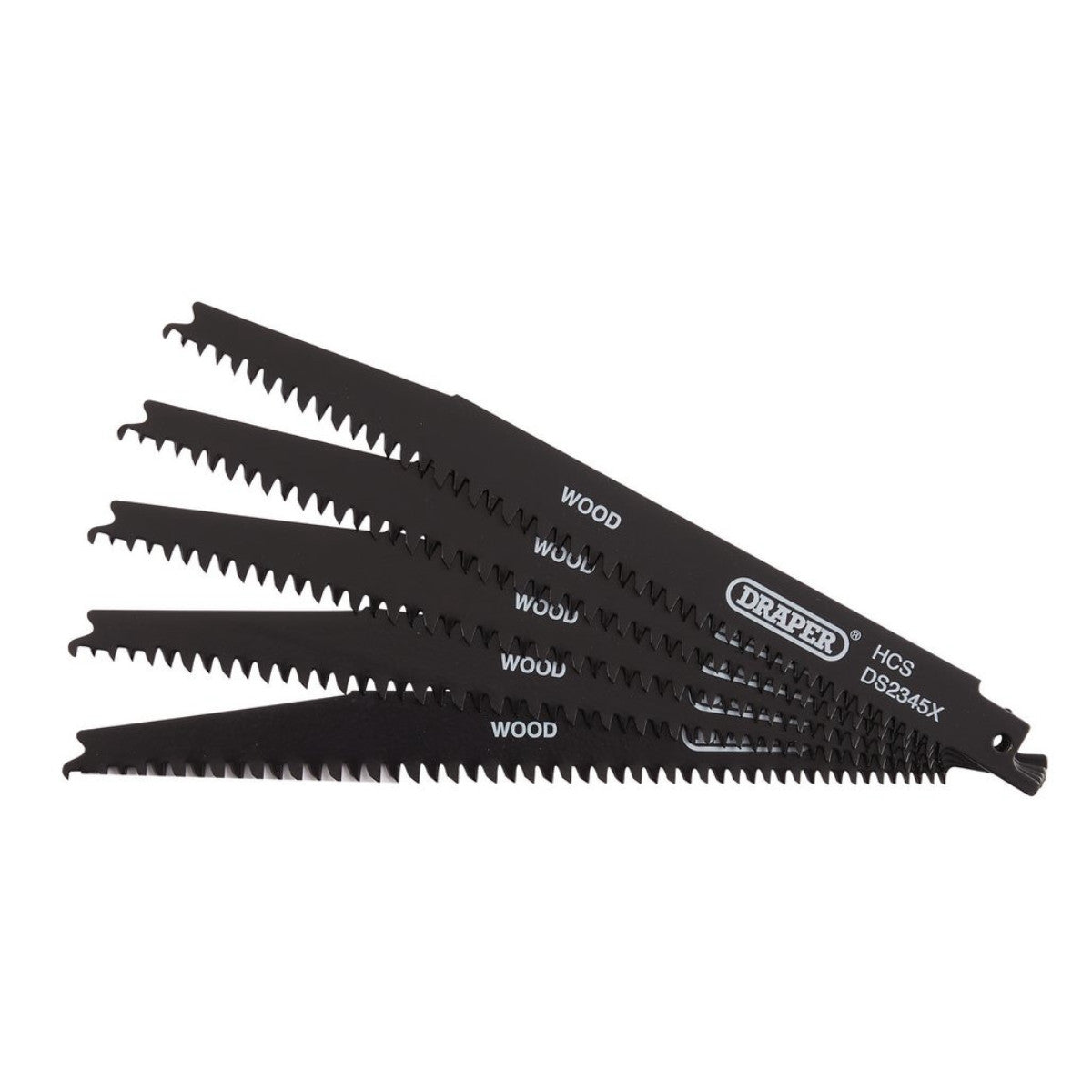 Draper Reciprocating Saw Blades for Wood and Plastic Cutting, 200mm, 6-10tpi (Pack of 5) 43063