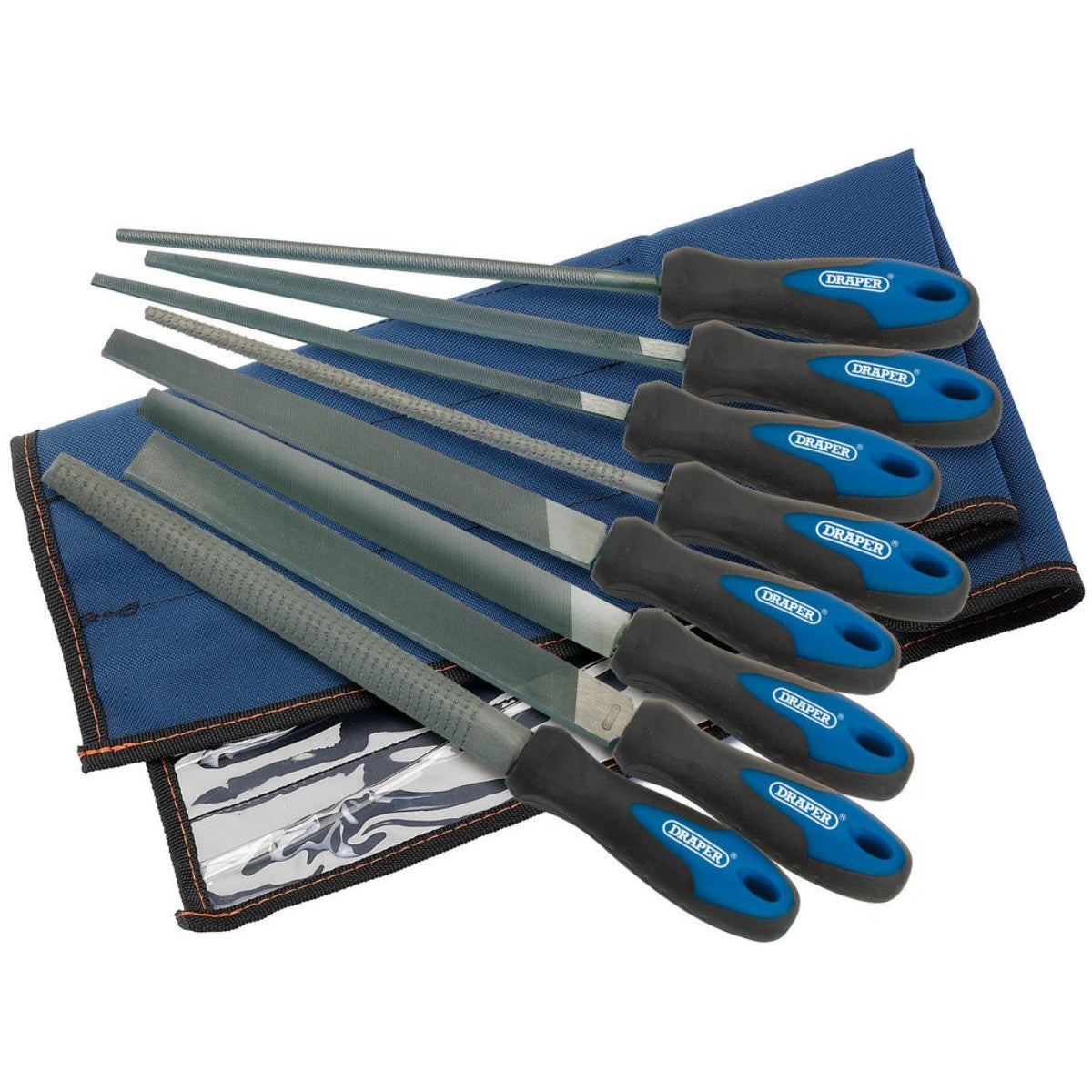 Draper Soft Grip Engineers File and Rasp Set, 200mm, Blue (8 Piece) 44961