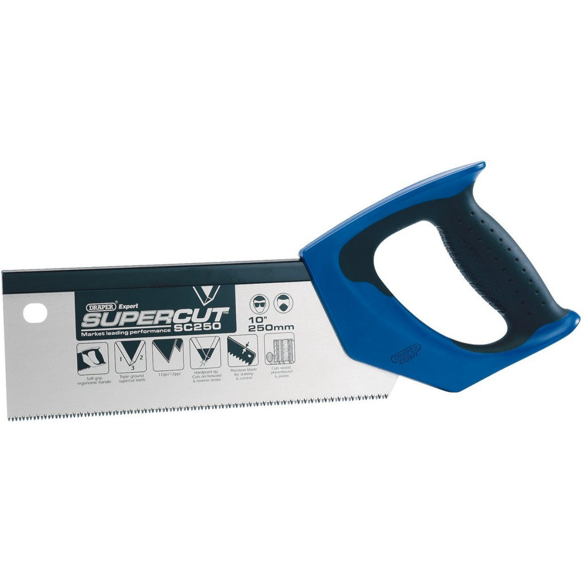 Draper Expert Supercut Soft Grip Hardpoint Tenon Saw, 250mm/10", 11tpi/12ppi 49281
