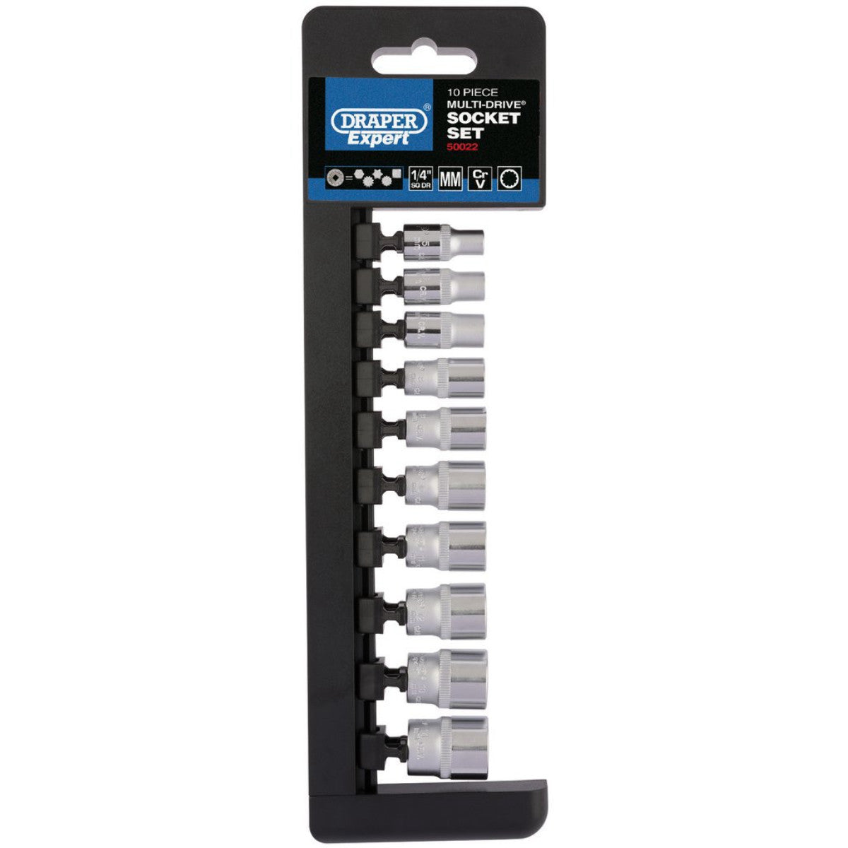 Draper Expert Multi-Drive Metric Socket Set, 1/4" Sq. Dr. (10 Piece) 50022