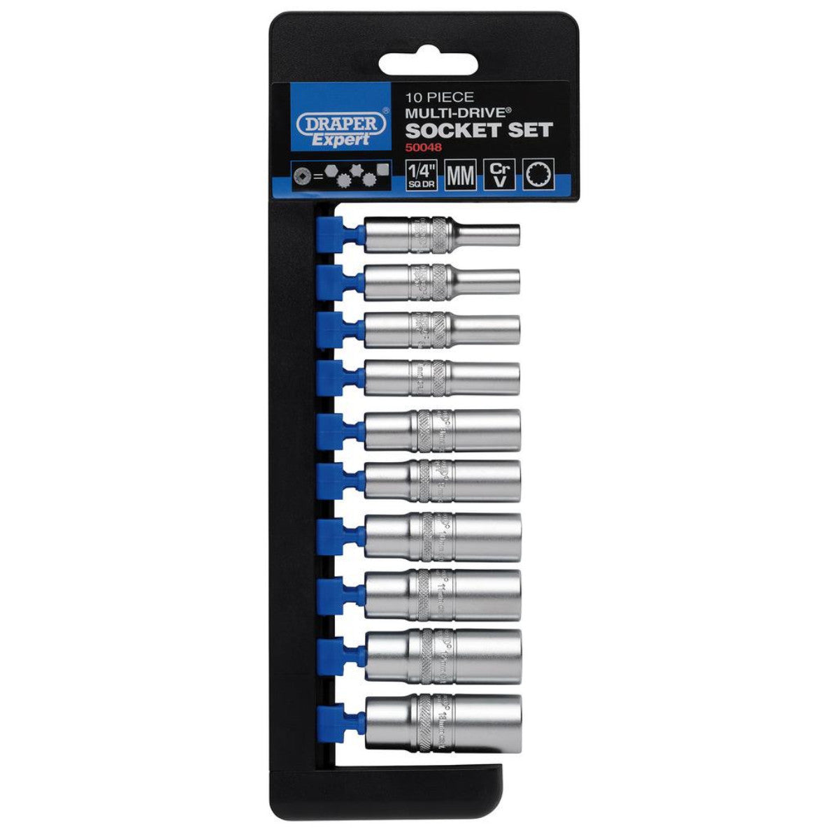 Draper Expert Multi-Drive Metric Deep Socket Set, 1/4" Sq. Dr. (10 Piece) 50048