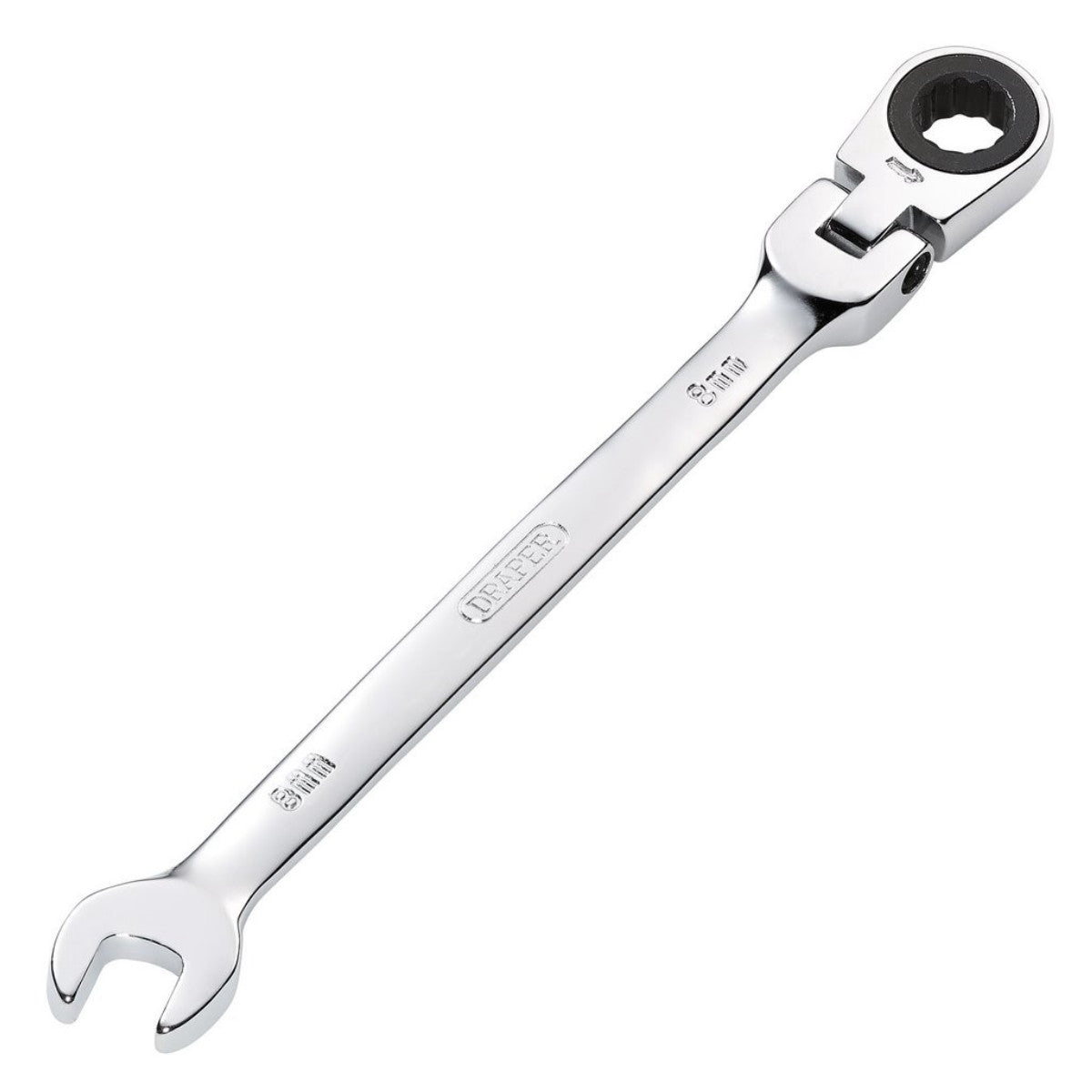 Draper HI-TORQ Metric Flexible Head Ratcheting Combination Spanner, 8mm 52009