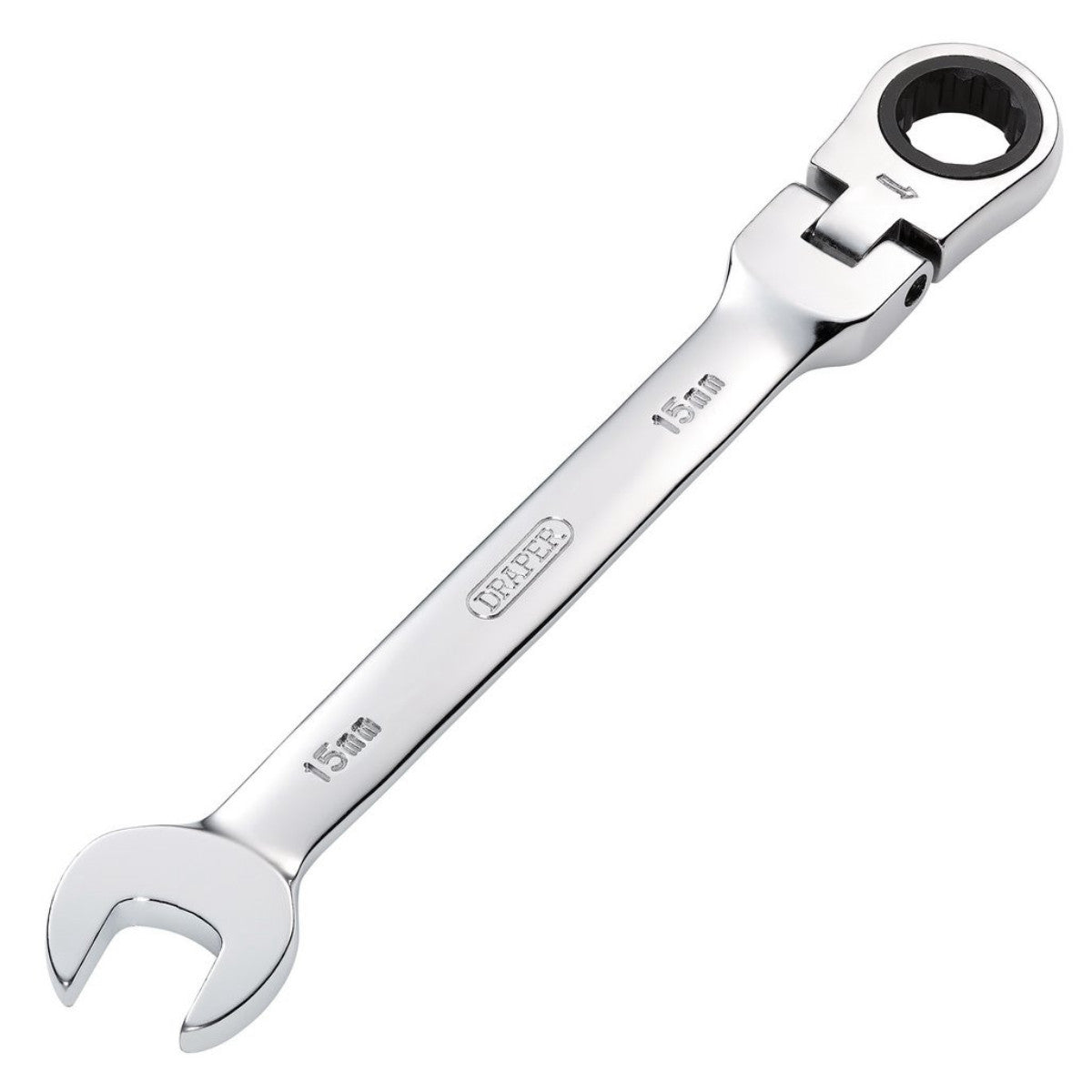 Draper HI-TORQ Metric Flexible Head Ratcheting Combination Spanner, 15mm 52017