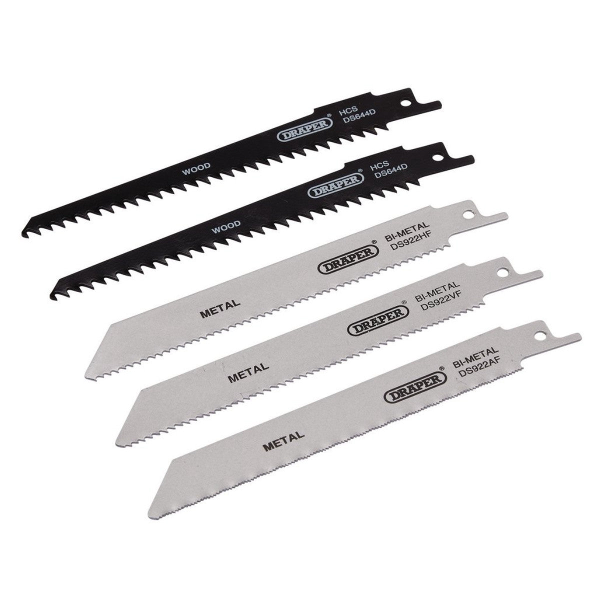 Draper Assorted Reciprocating Saw Blades for Multi-Purpose Cutting, 150mm (Pack of 5) 52517