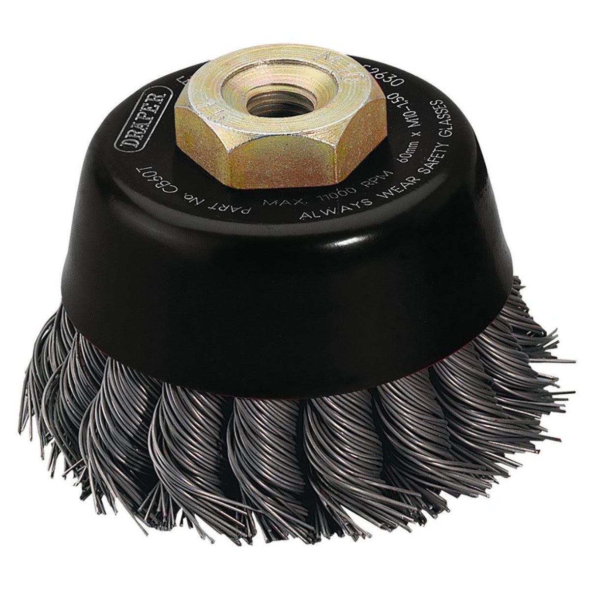 Draper Expert Steel Twist-Knot Wire Cup Brush, 60mm, M10 52630