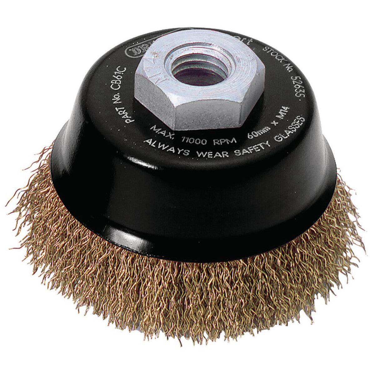Draper Expert Brassed Steel Crimped Wire Cup Brush, 60mm, M14 52635