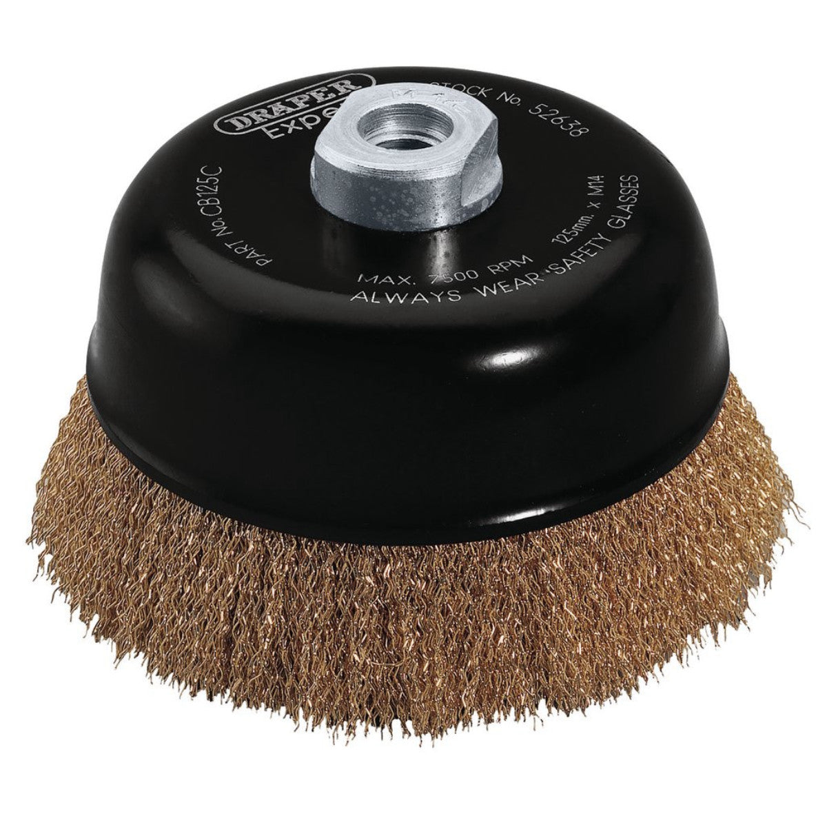 Draper Expert Brassed Steel Crimped Wire Cup Brush, 125mm, M14 52638