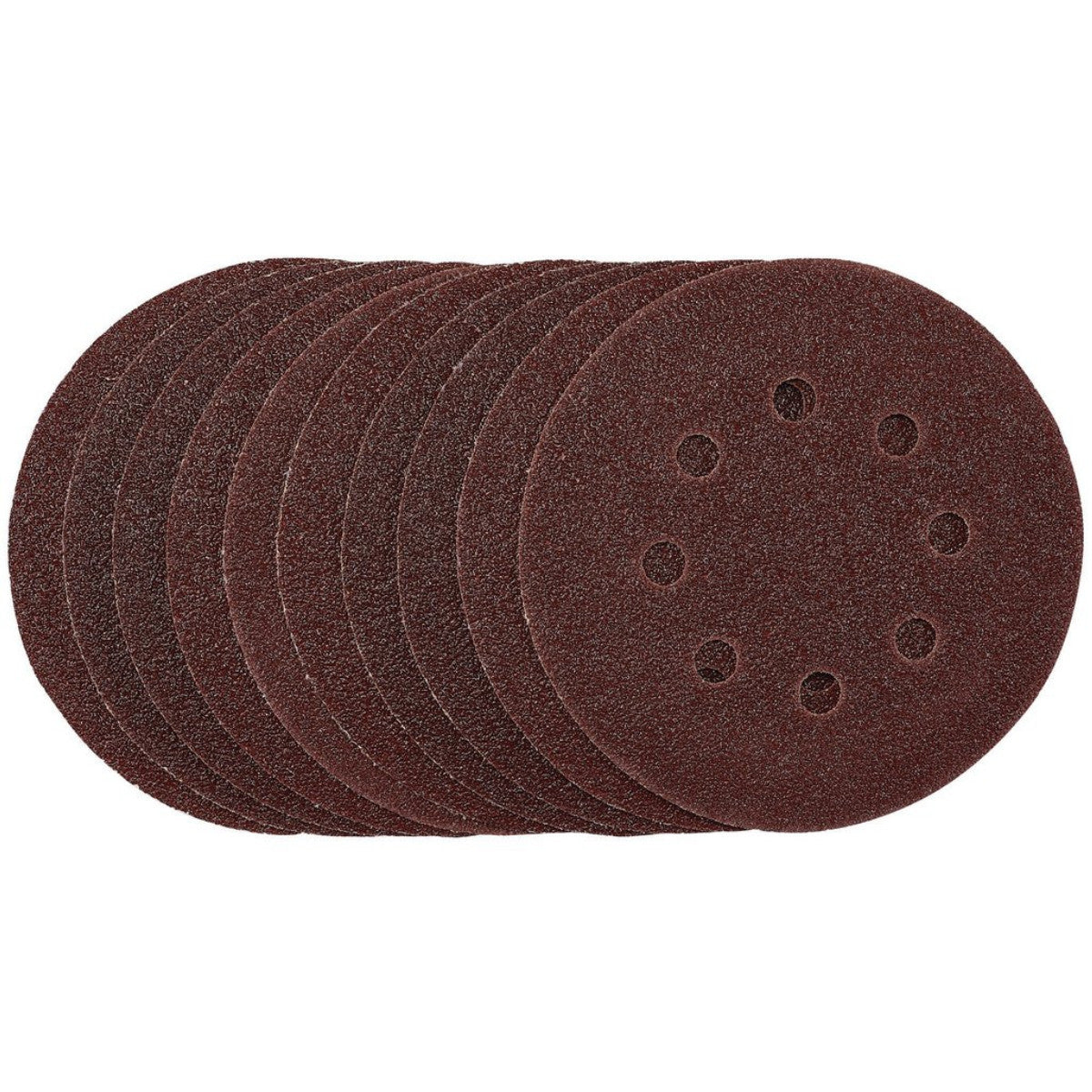 Draper Punched Sanding Discs, 125mm, Hook & Loop, 40 Grit, (Pack of 10) 54392