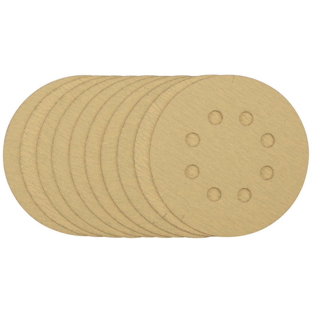 Draper Gold Sanding Discs with Hook & Loop, 125mm, 120 Grit, 8 Dust Extraction Holes (Pack of 10) 58111