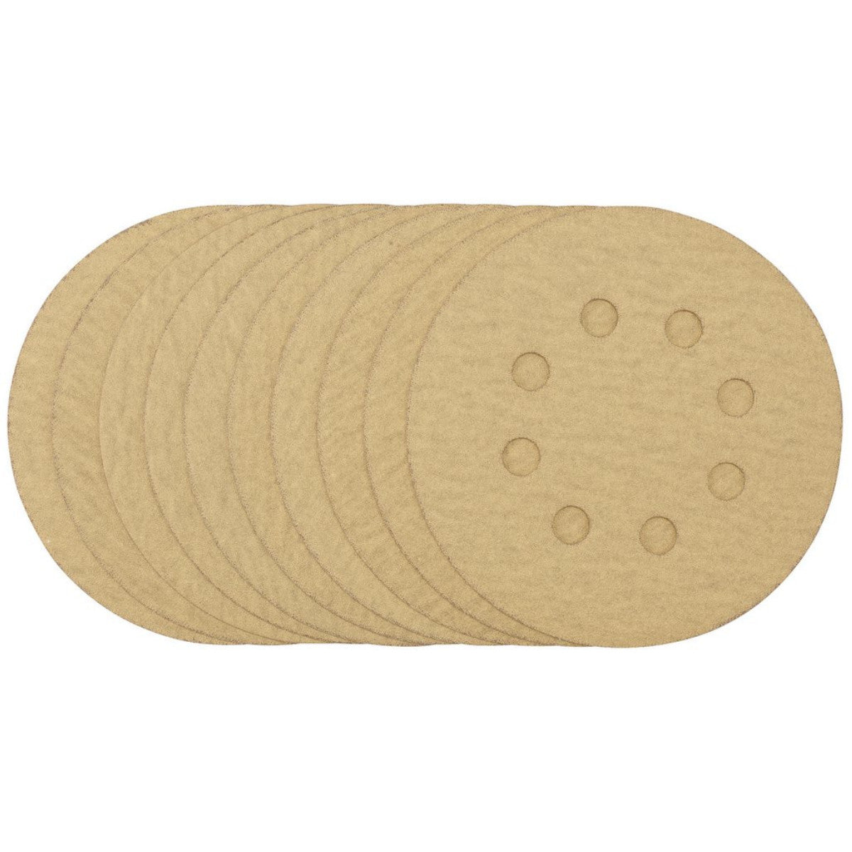 Draper Gold Sanding Discs with Hook & Loop, 125mm, 180 Grit, 8 Dust Extraction Holes (Pack of 10) 58113