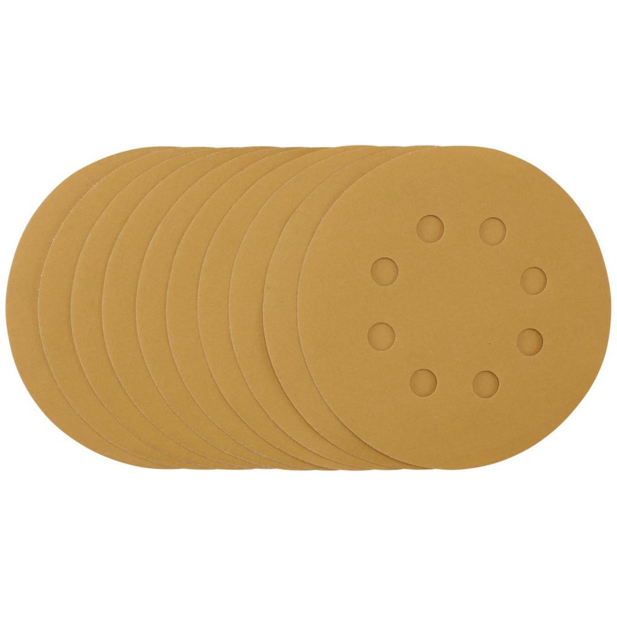 Draper Gold Sanding Discs with Hook & Loop, 125mm, 400 Grit, 8 Dust Extraction Holes (Pack of 10) 59856