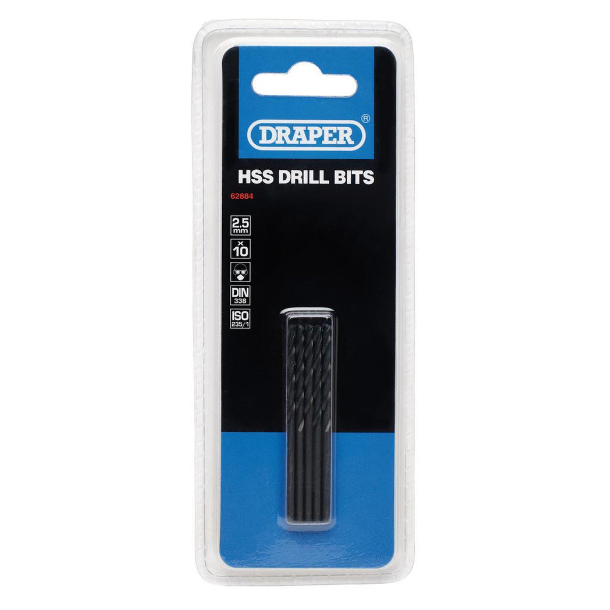 Draper HSS Twist Drill Bits, 2.5 x 55mm (Pack of 10) 62884