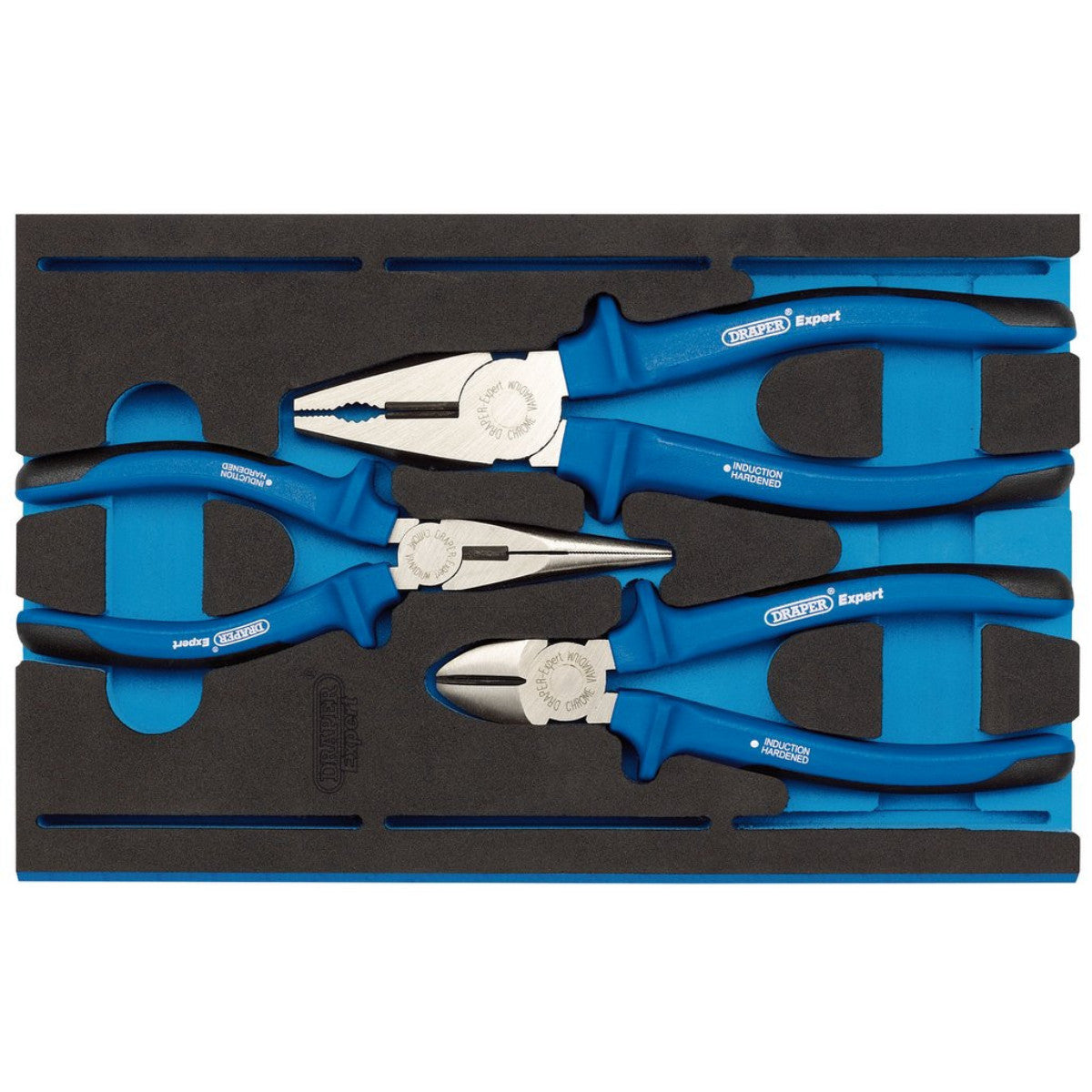 Draper Expert Heavy Duty Plier Set in 1/4 Drawer EVA Insert Tray (3 Piece) 63262