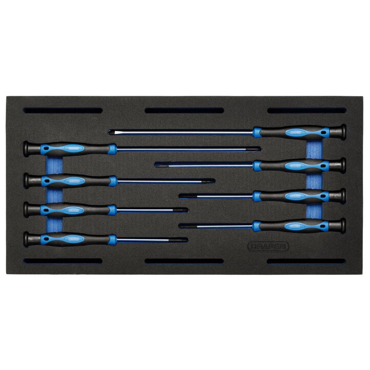 Draper Extra Long Precision Screwdriver Set in 1/4 Drawer EVA Insert Tray (8 Piece) 63399