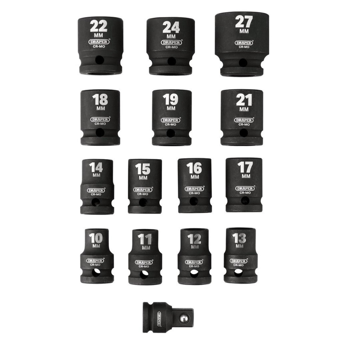 Draper HI-TORQ Metric Impact Socket Set in EVA Drawer Insert Tray, 1/2" Sq. Dr. (15 Piece) 63415