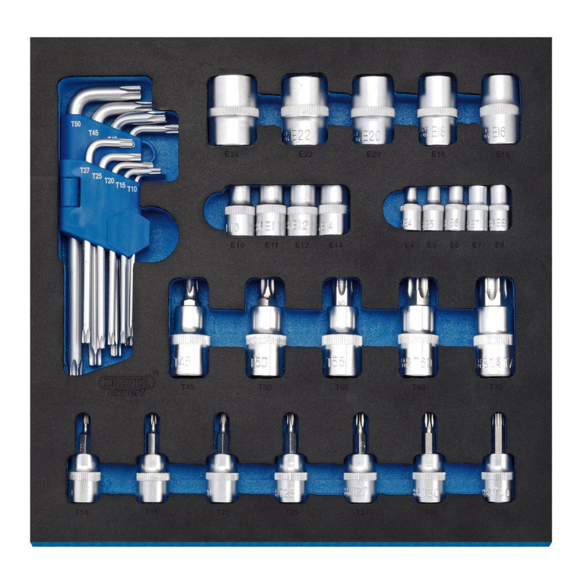 Draper Expert TX-STAR Screwdriver Insert Bits and Keys in 1/2 Drawer EVA Insert Tray (35 Piece) 63512