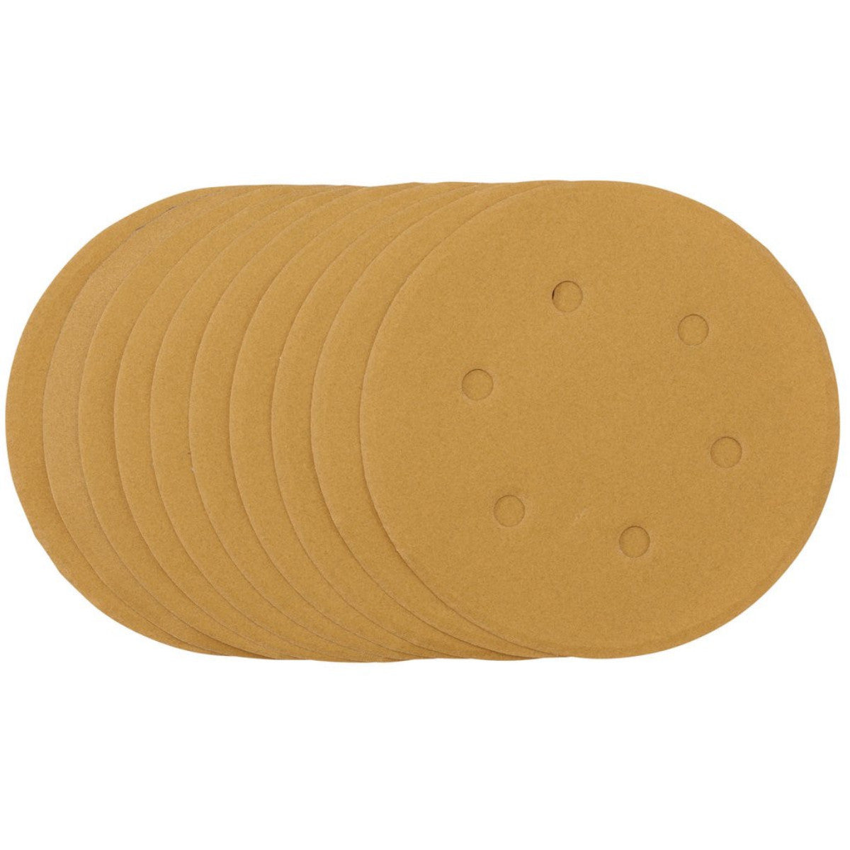 Draper Gold Sanding Discs with Hook & Loop, 150mm, 240 Grit, 6 Dust Extraction Holes (Pack of 10) 64257