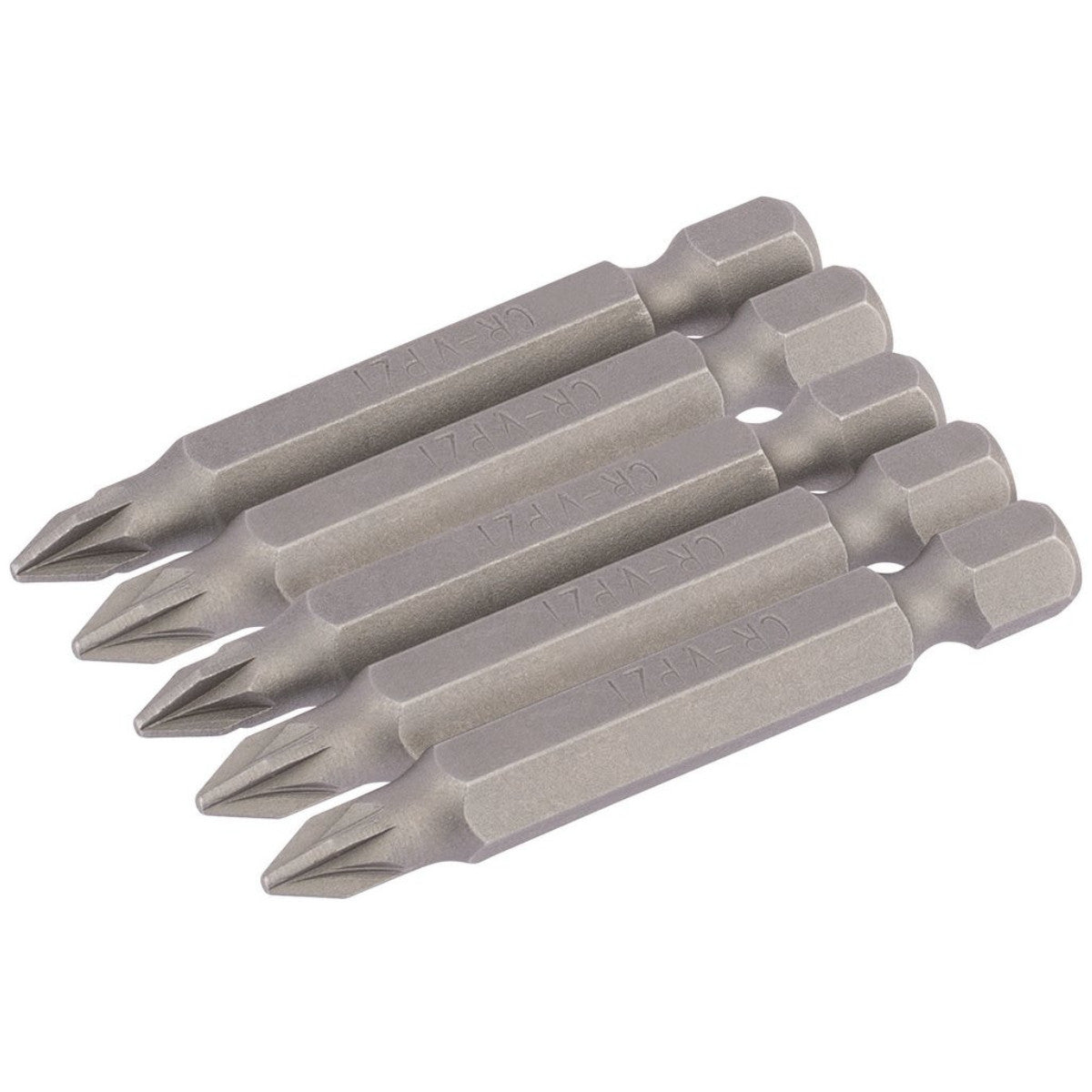 Draper PZ Type Insert Bit, 1/4" Hex, 50mm Long, No.1 (Pack of 5) 64281