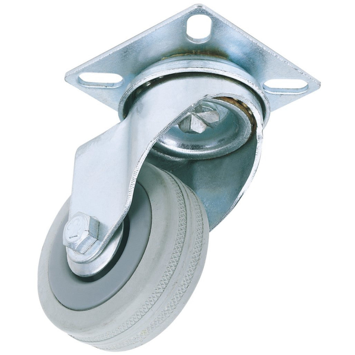 Draper Swivel Plate Fixing Rubber Castor, 50mm Diameter, S.W.L. 50kg 65468