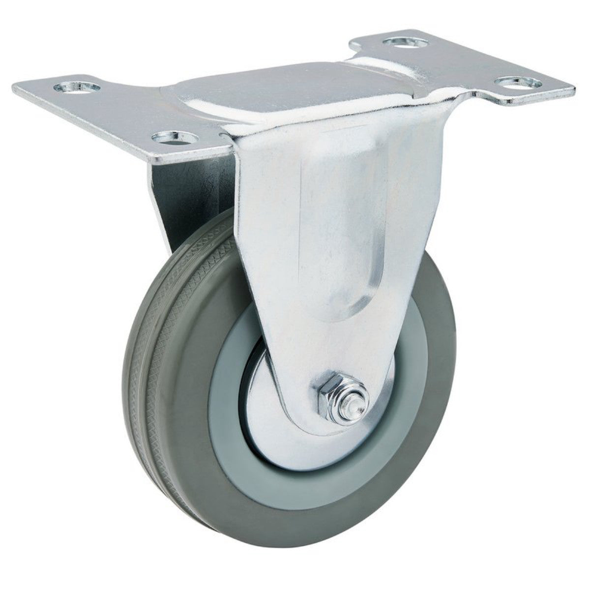 Draper Fixed Plate Fixing Rubber Castor, 75mm Diameter, S.W.L. 70kg 65477